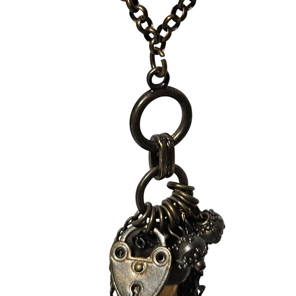 Gothic Wooden Tooth Pendant Charm Necklace Chain Tassels Steampunk Jewelry Women - Picture 3 of 6